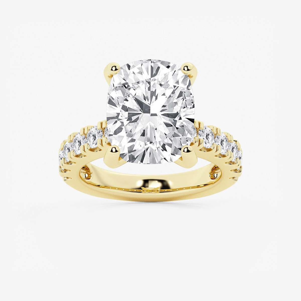 9 ctw Elongated Cushion Lab Grown Diamond Engagement Ring with Split Prong Side Accents