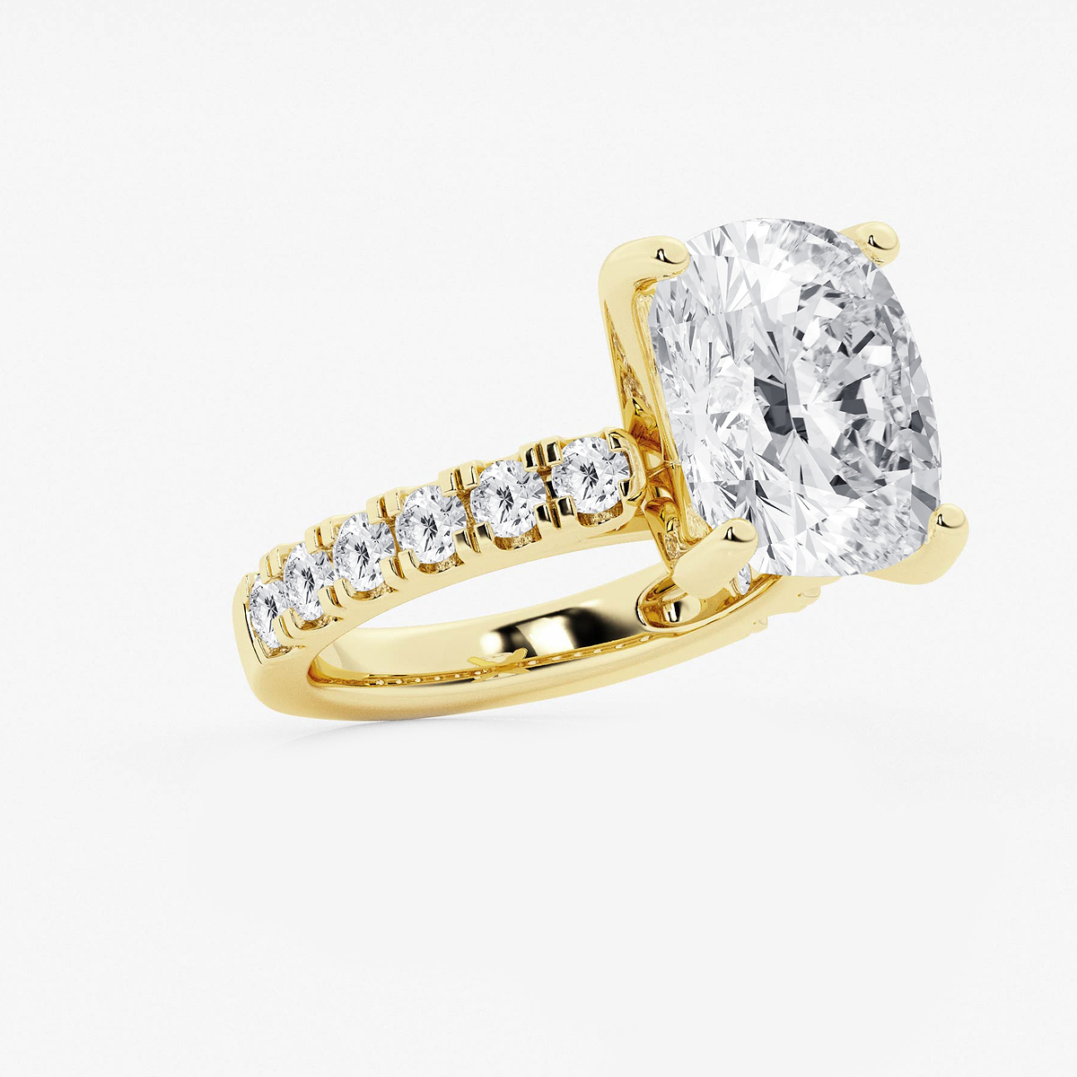 Additional Image 1 for  9 ctw Elongated Cushion Lab Grown Diamond Engagement Ring with Split Prong Side Accents