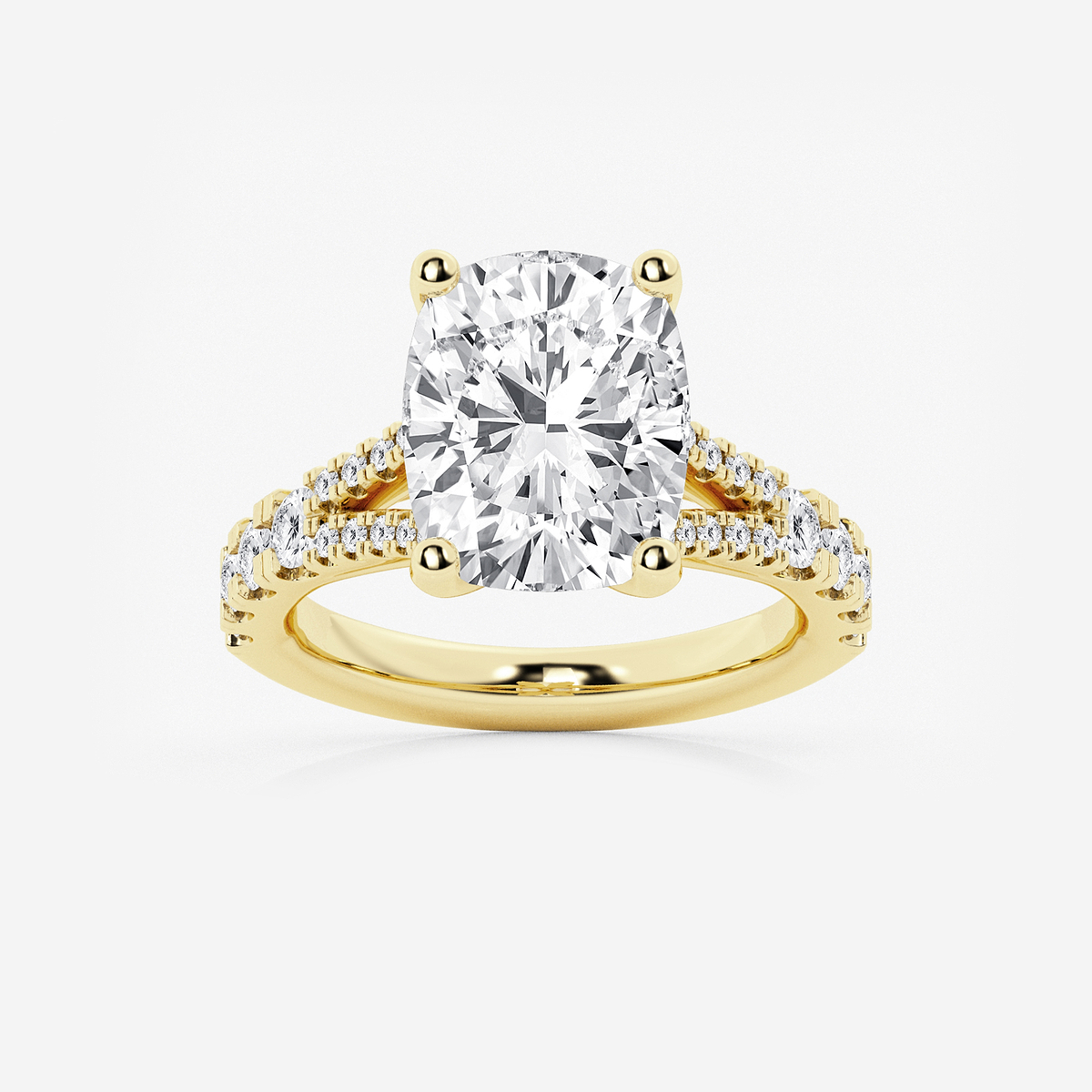 6 2/3 ctw Elongated Cushion Lab Grown Diamond Split Shank Engagement Ring