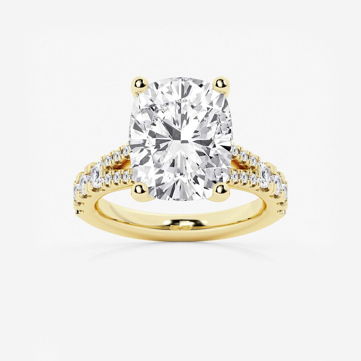 8 2/3 ctw Elongated Cushion Lab Grown Diamond Split Shank Engagement Ring 14K Yellow Gold, D, VVS
