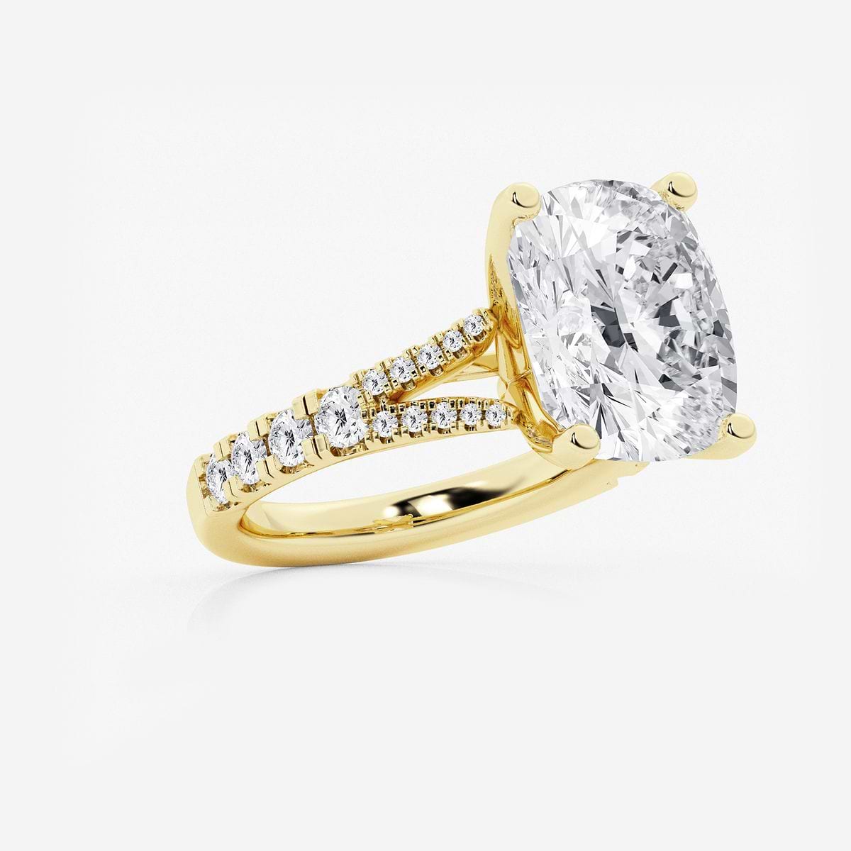 8 2/3 ctw Elongated Cushion Lab Grown Diamond Split Shank Engagement Ring 14K Yellow Gold, D, VVS