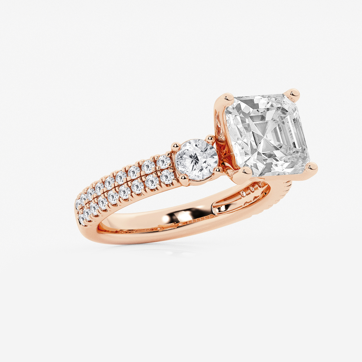 Additional Image 1 for  4 1/2 ctw Asscher Lab Grown Diamond Engagement Ring with Double Row Side Accents