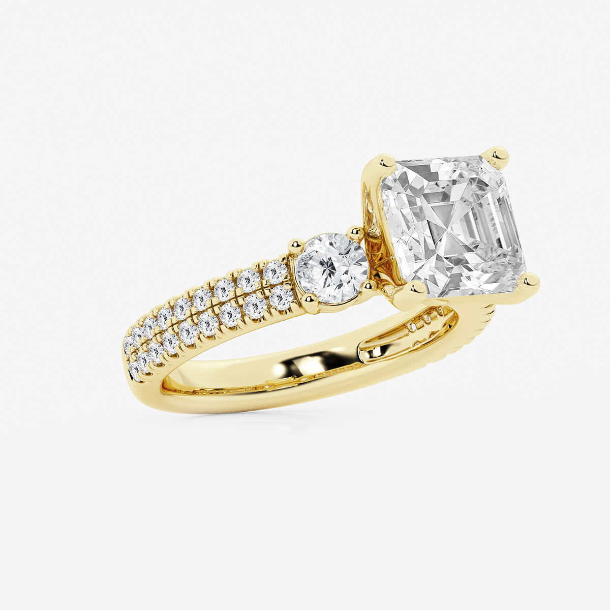 Additional Image 1 for  4 1/2 ctw Asscher Lab Grown Diamond Engagement Ring with Double Row Side Accents
