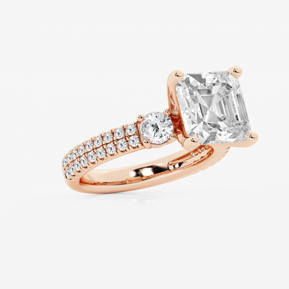 Additional Image 1 for  6 ctw Asscher Lab Grown Diamond Engagement Ring with Double Row Side Accents