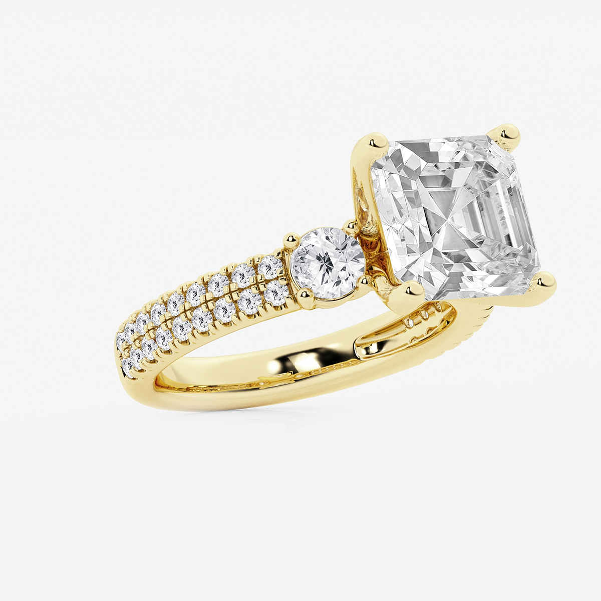 Additional Image 1 for  6 ctw Asscher Lab Grown Diamond Engagement Ring with Double Row Side Accents