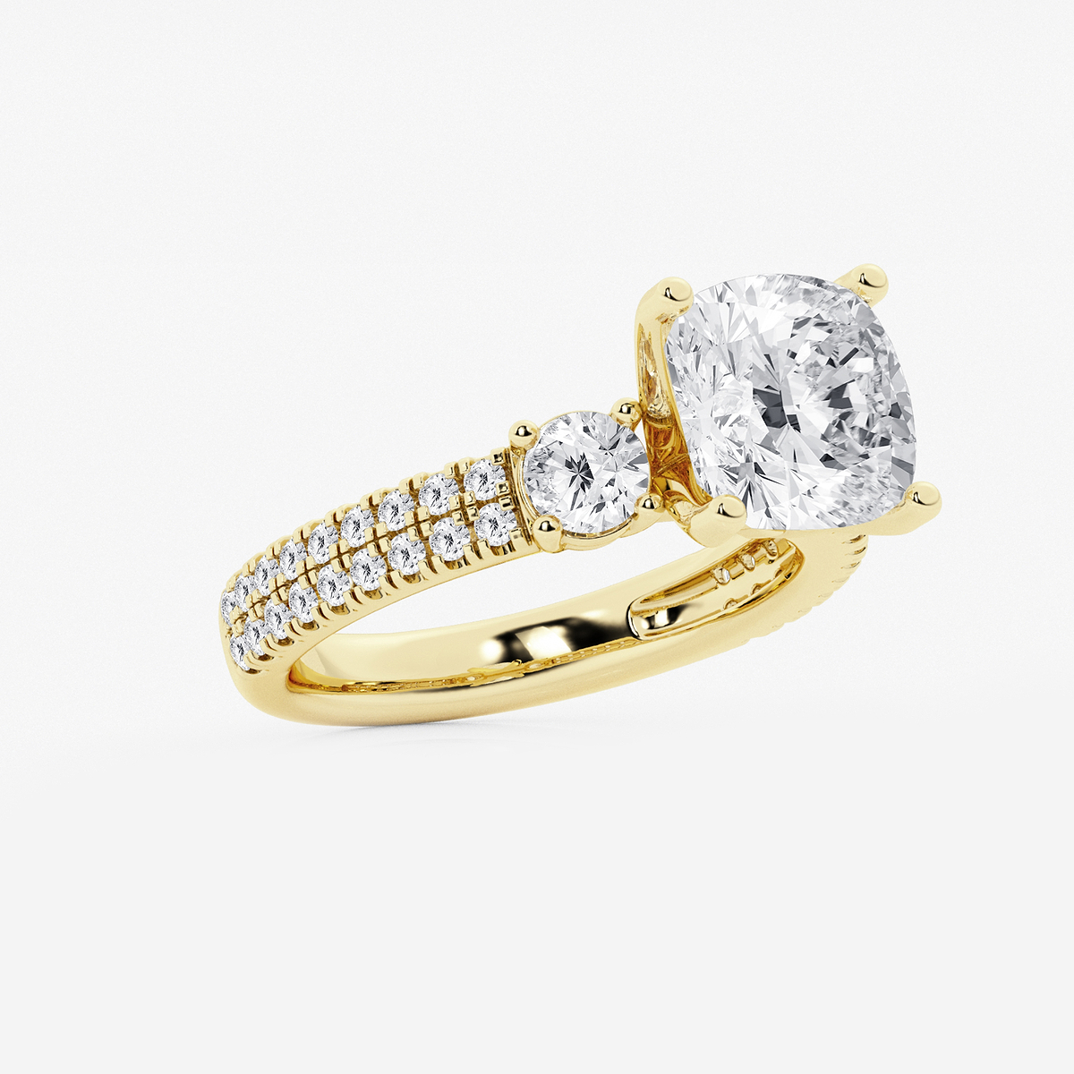 Additional Image 1 for  4 1/2 ctw Cushion Lab Grown Diamond Engagement Ring with Double Row Side Accents