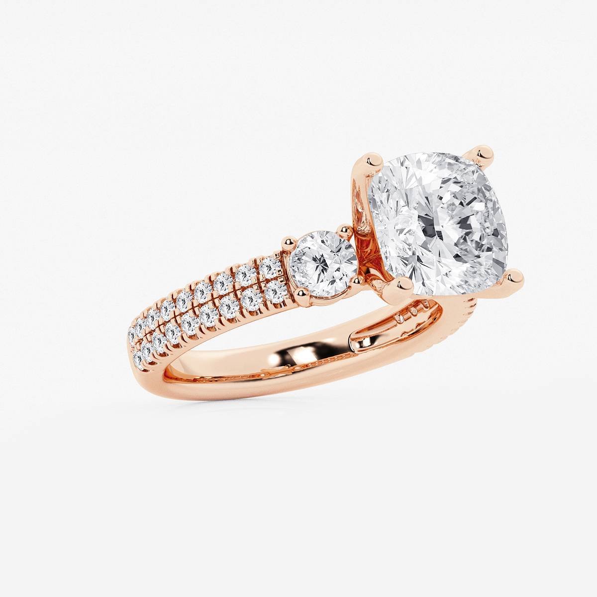 Additional Image 1 for  5 ctw Cushion Lab Grown Diamond Engagement Ring with Double Row Side Accents
