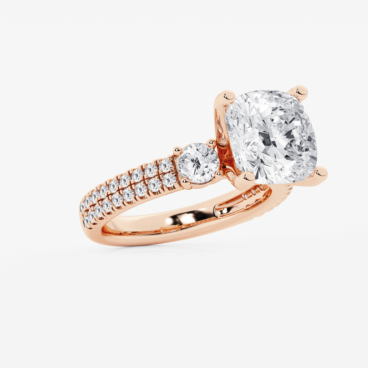 Additional Image 1 for  6 ctw Cushion Lab Grown Diamond Engagement Ring with Double Row Side Accents