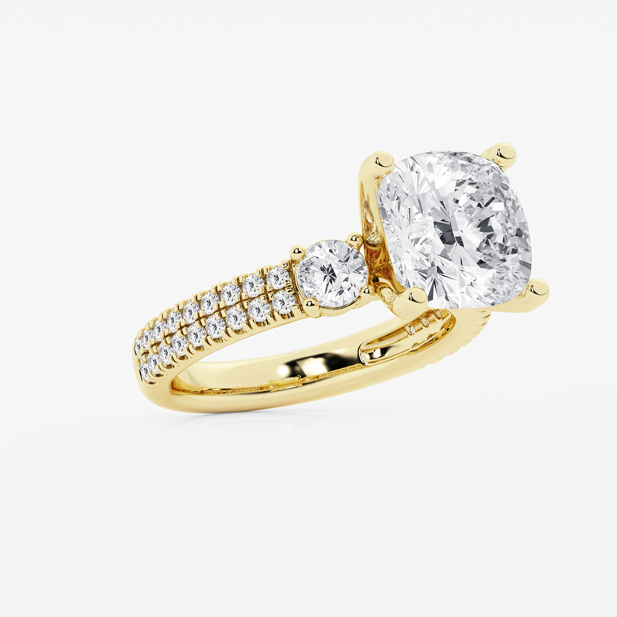 Additional Image 1 for  6 ctw Cushion Lab Grown Diamond Engagement Ring with Double Row Side Accents