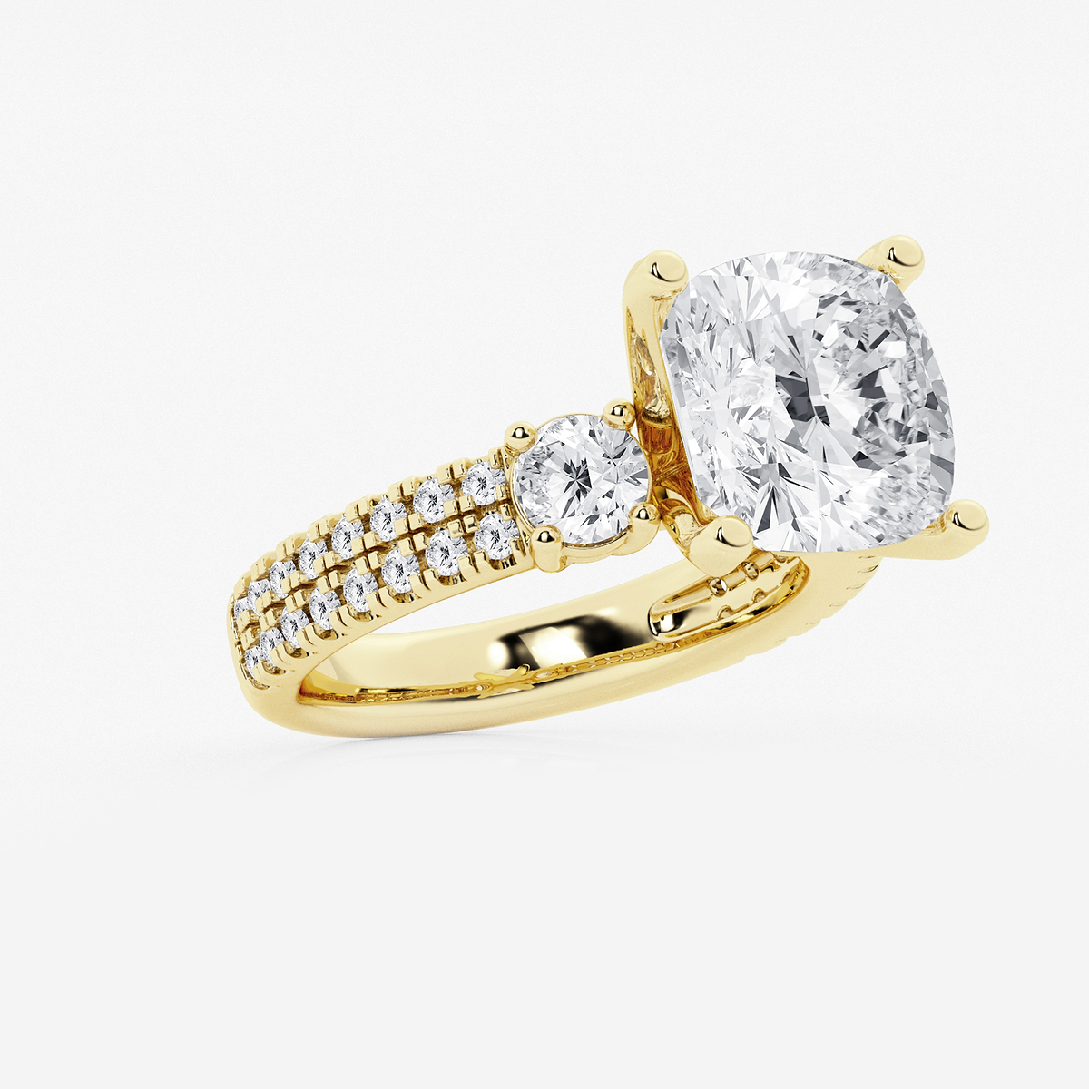 Additional Image 1 for  7 ctw Cushion Lab Grown Diamond Engagement Ring with Double Row Side Accents