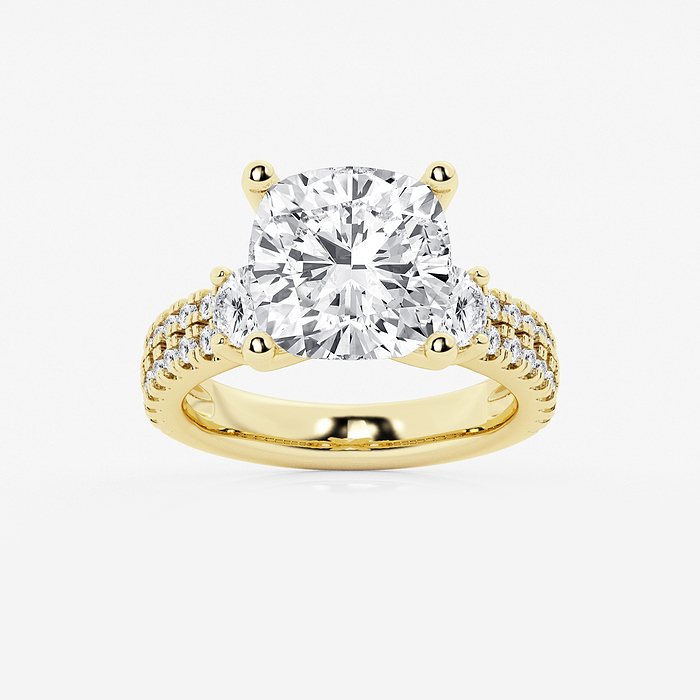 Deniz 7 1/2 ctw Cushion Lab Grown Diamond Side Stone Engagement