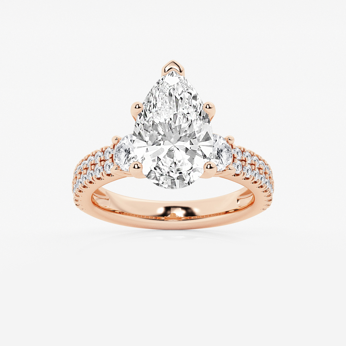 4 1/2 ctw Pear Lab Grown Diamond Engagement Ring with Double Row Side Accents