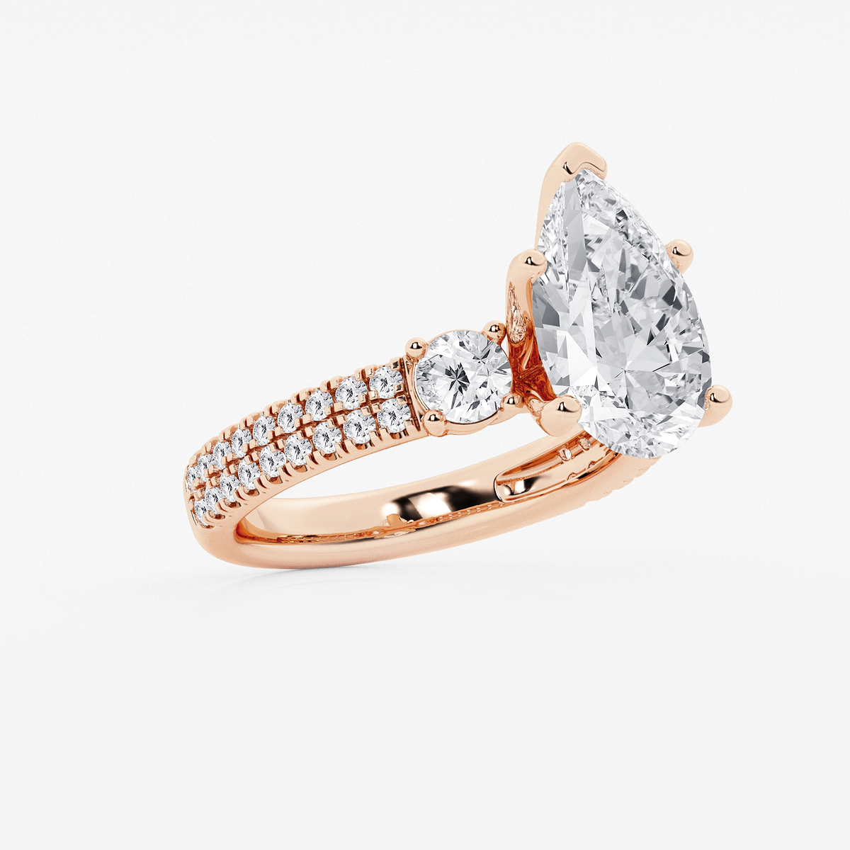 Additional Image 1 for  4 1/2 ctw Pear Lab Grown Diamond Engagement Ring with Double Row Side Accents