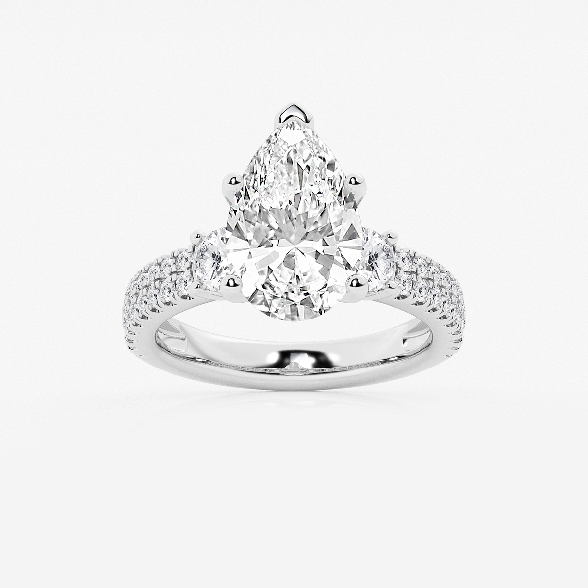 4 1/2 ctw Pear Lab Grown Diamond Engagement Ring with Double Row Side Accents