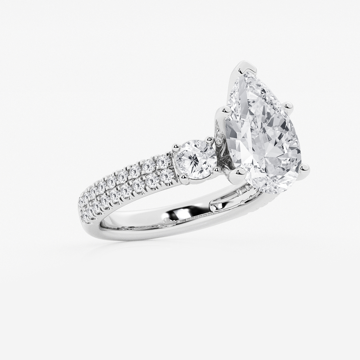Additional Image 1 for  4 1/2 ctw Pear Lab Grown Diamond Engagement Ring with Double Row Side Accents