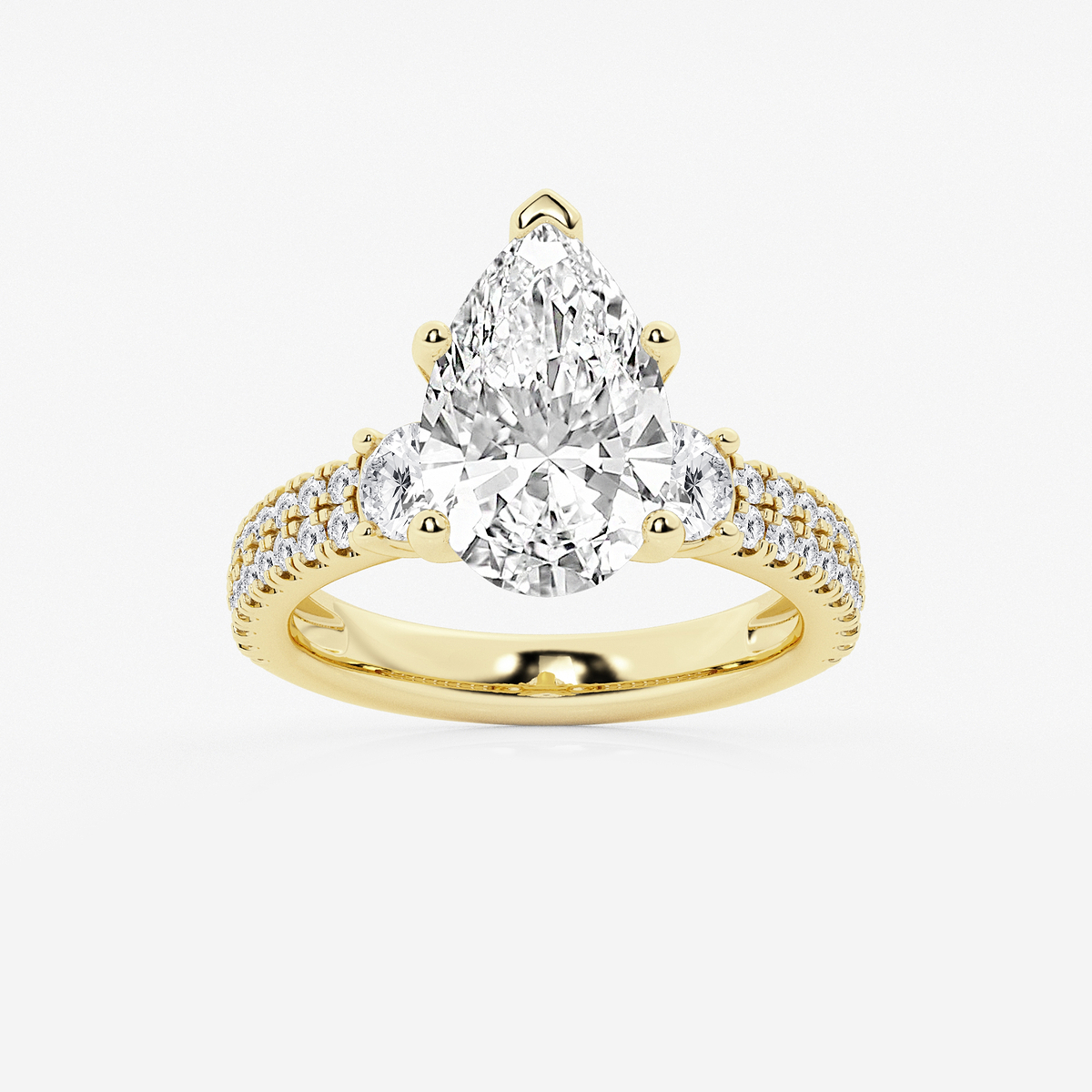 4 1/2 ctw Pear Lab Grown Diamond Engagement Ring with Double Row Side Accents