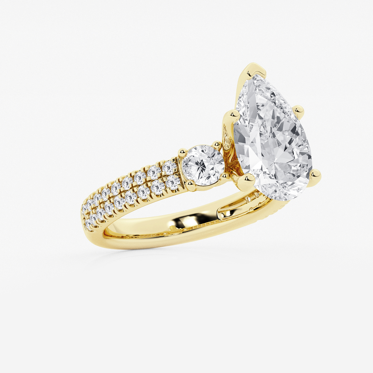 Additional Image 1 for  4 1/2 ctw Pear Lab Grown Diamond Engagement Ring with Double Row Side Accents