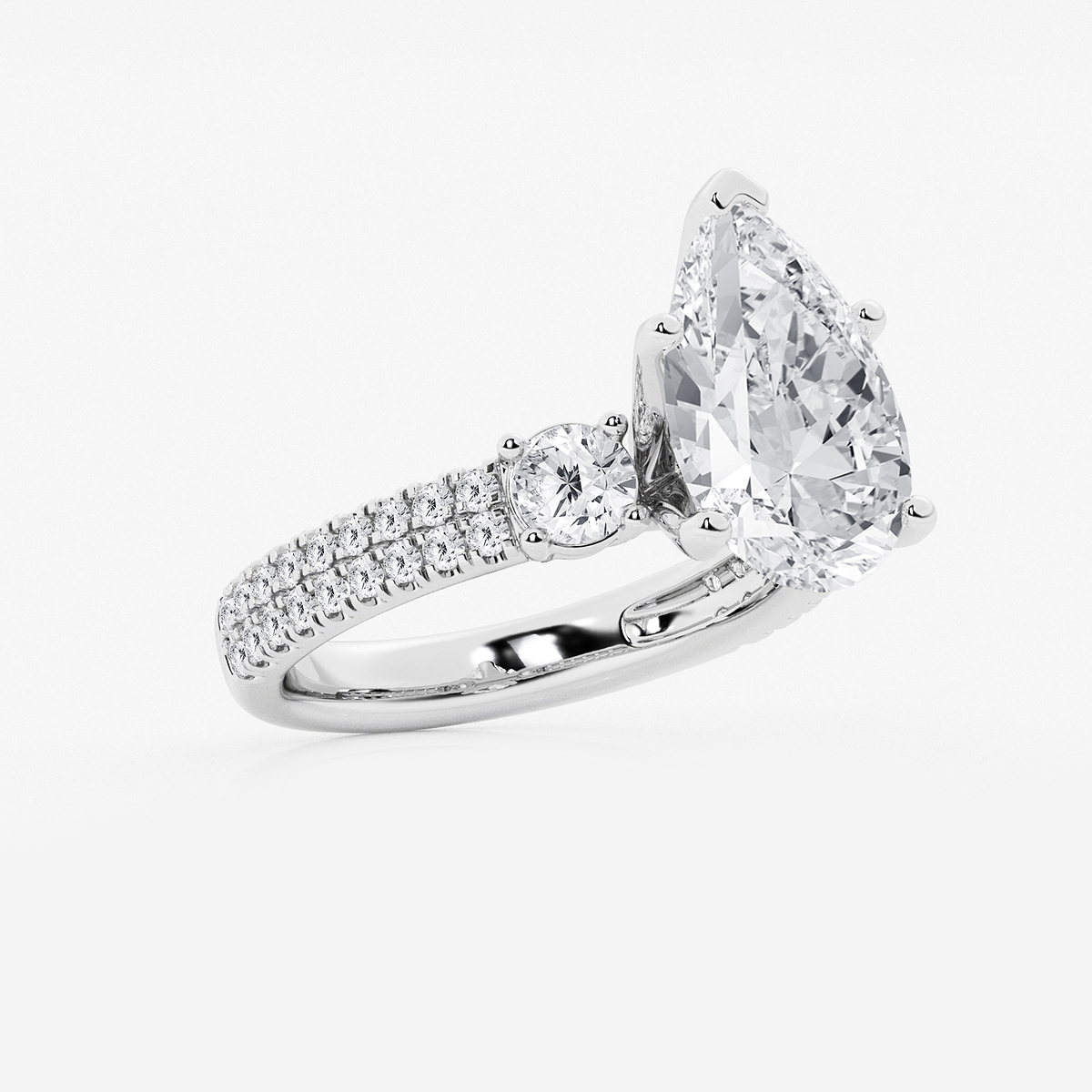 Additional Image 1 for  5 ctw Pear Lab Grown Diamond Engagement Ring with Double Row Side Accents