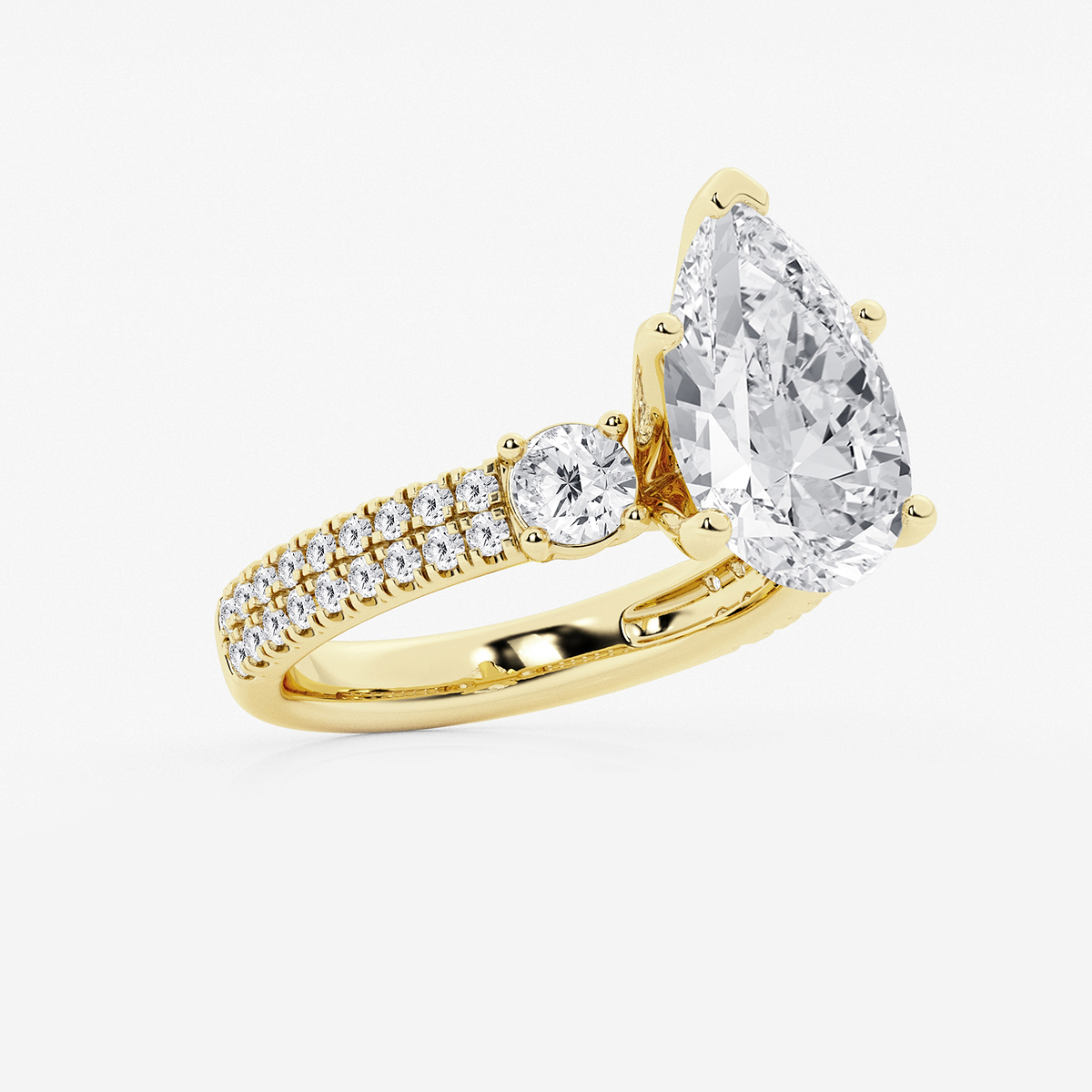 Additional Image 1 for  5 ctw Pear Lab Grown Diamond Engagement Ring with Double Row Side Accents