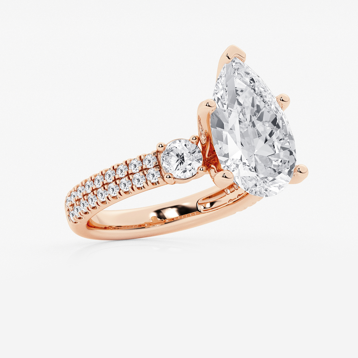 Additional Image 1 for  6 ctw Pear Lab Grown Diamond Engagement Ring with Double Row Side Accents