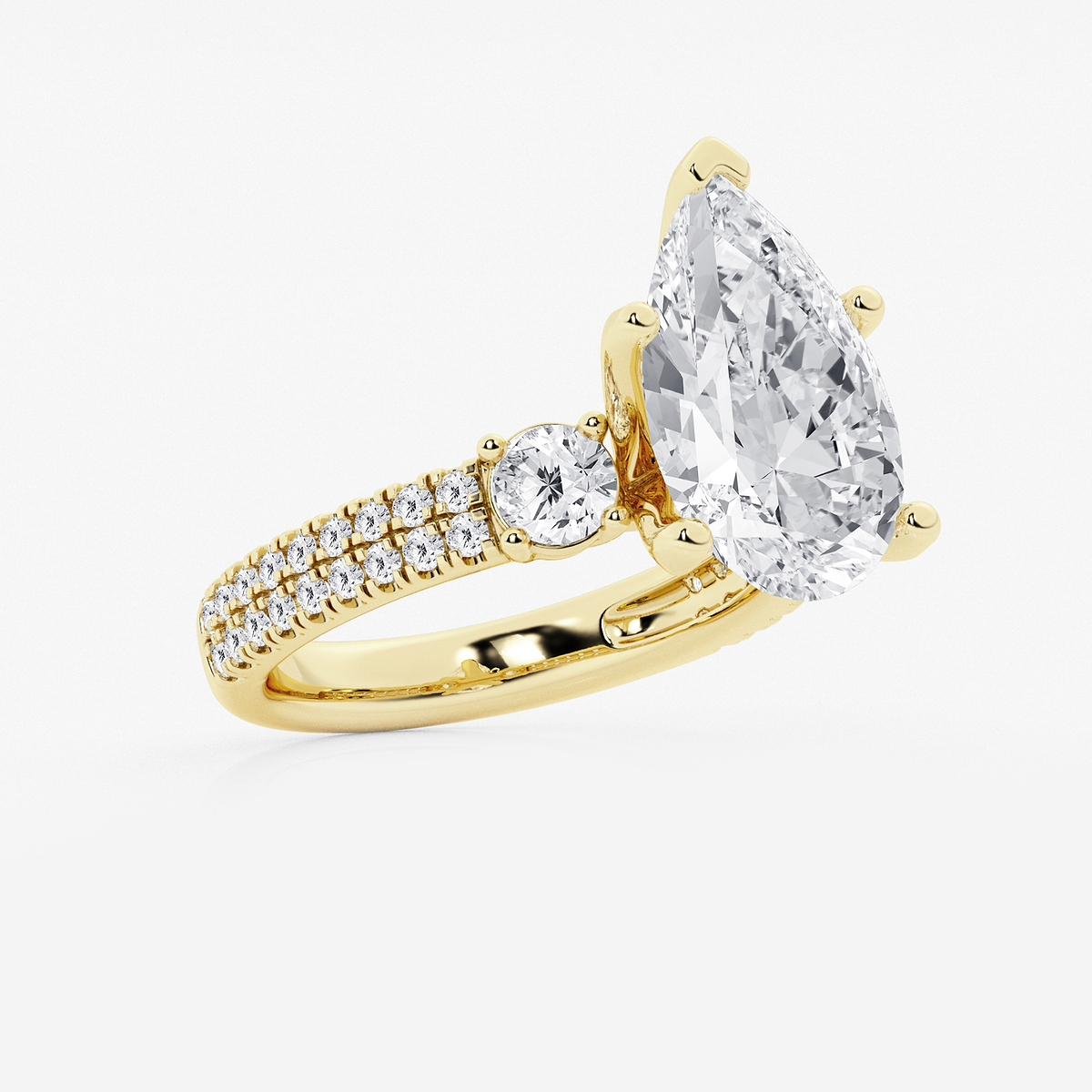 Additional Image 1 for  6 ctw Pear Lab Grown Diamond Engagement Ring with Double Row Side Accents