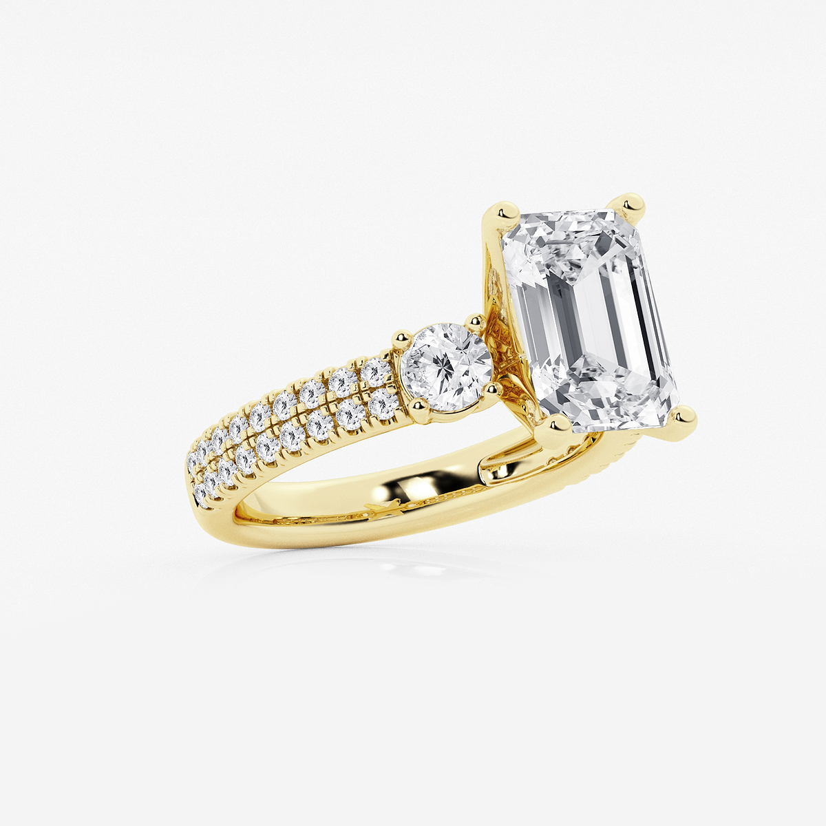 Additional Image 1 for  5 ctw Emerald Lab Grown Diamond Engagement Ring with Double Row Side Accents