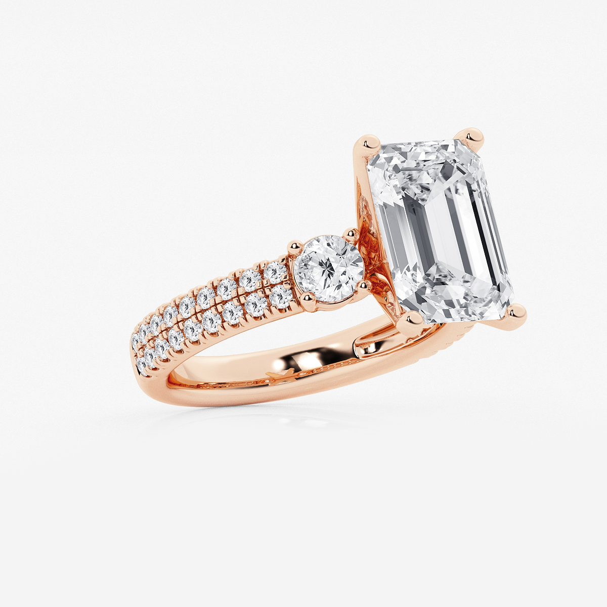 Additional Image 1 for  6 ctw Emerald Lab Grown Diamond Engagement Ring with Double Row Side Accents