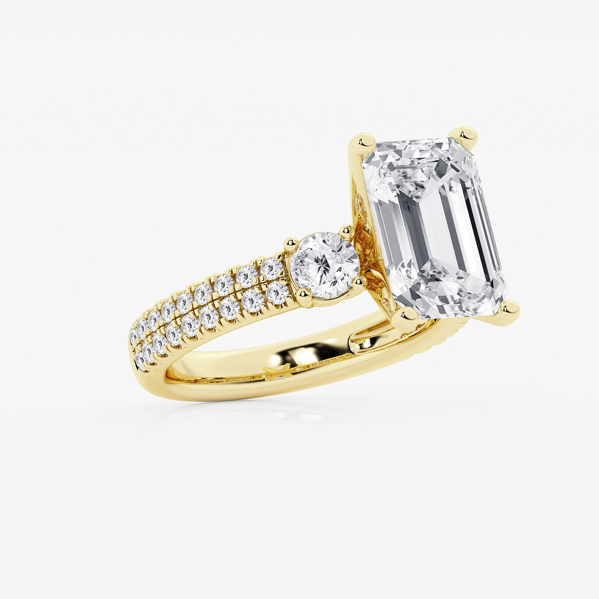 Additional Image 1 for  6 ctw Emerald Lab Grown Diamond Engagement Ring with Double Row Side Accents