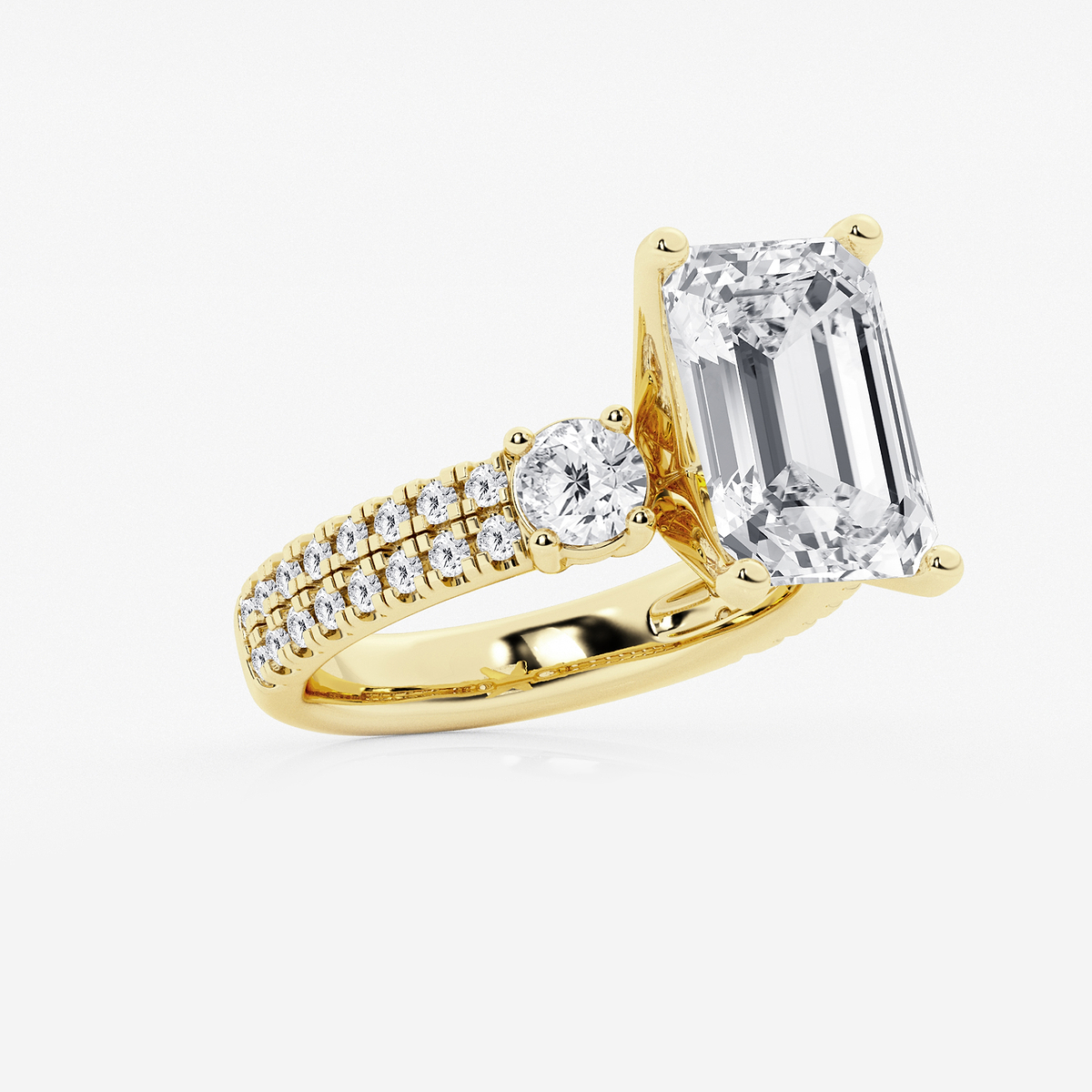Additional Image 1 for  7 ctw Emerald Lab Grown Diamond Engagement Ring with Double Row Side Accents
