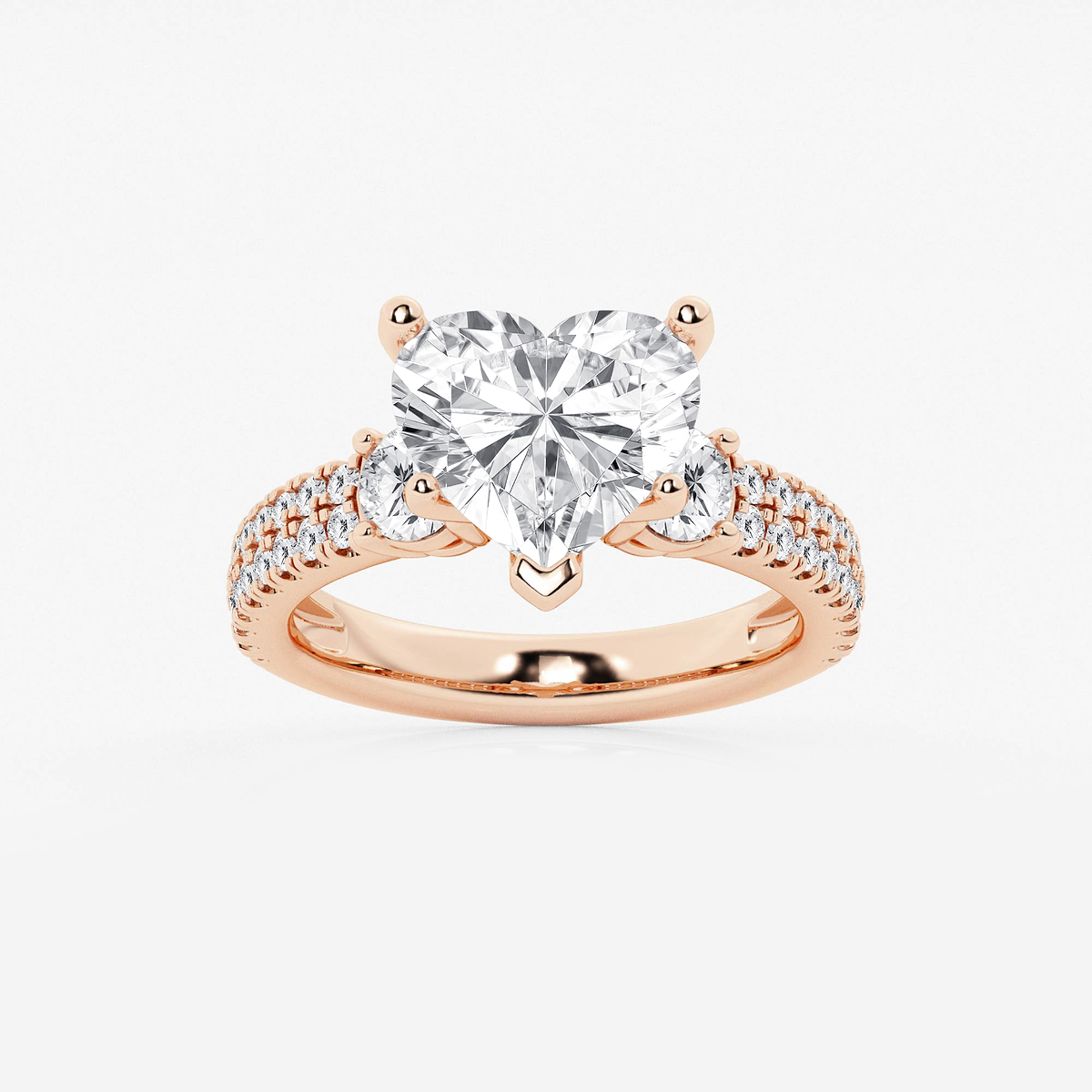 4 1/2 ctw Heart Lab Grown Diamond Engagement Ring with Double Row Side Accents
