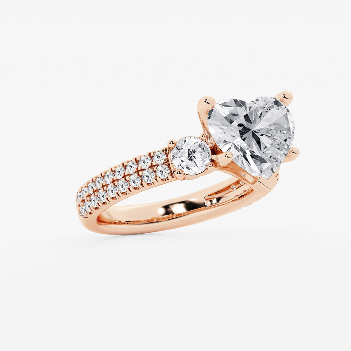 Additional Image 1 for  4 1/2 ctw Heart Lab Grown Diamond Engagement Ring with Double Row Side Accents