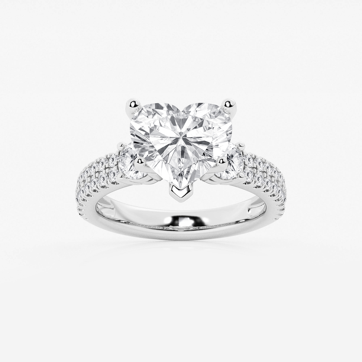 4 1/2 ctw Heart Lab Grown Diamond Engagement Ring with Double Row Side Accents