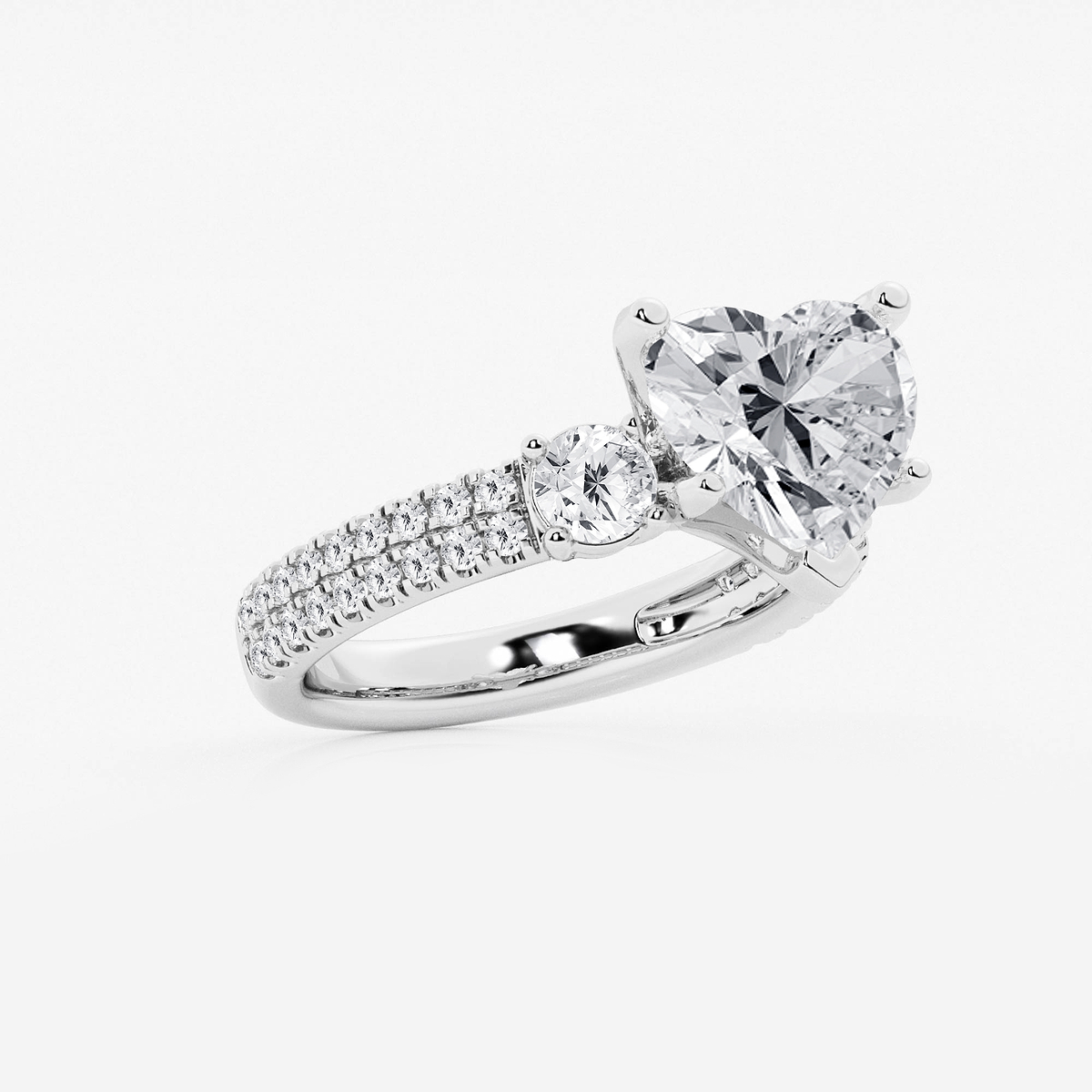 Additional Image 1 for  4 1/2 ctw Heart Lab Grown Diamond Engagement Ring with Double Row Side Accents