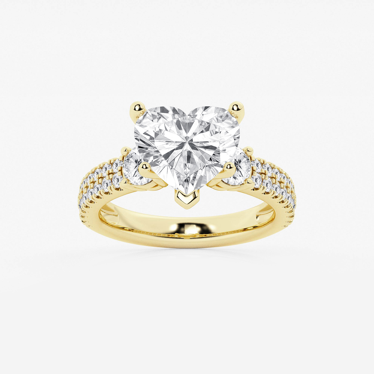 4 1/2 ctw Heart Lab Grown Diamond Engagement Ring with Double Row Side Accents