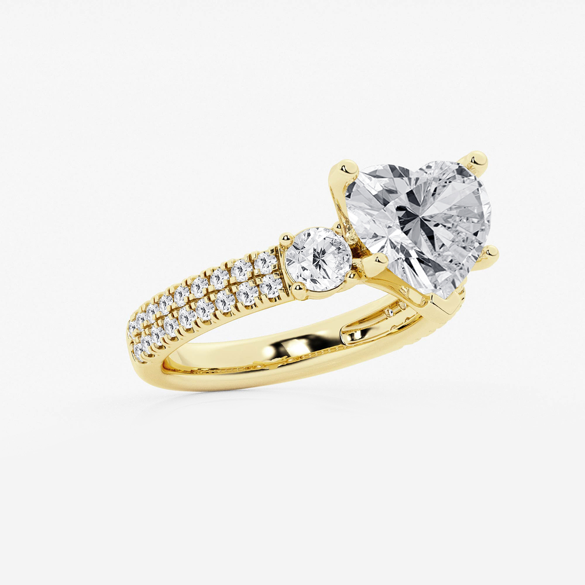 Additional Image 1 for  4 1/2 ctw Heart Lab Grown Diamond Engagement Ring with Double Row Side Accents