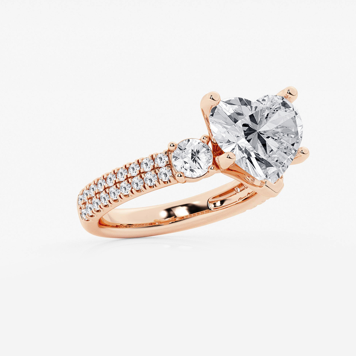Additional Image 1 for  5 ctw Heart Lab Grown Diamond Engagement Ring with Double Row Side Accents