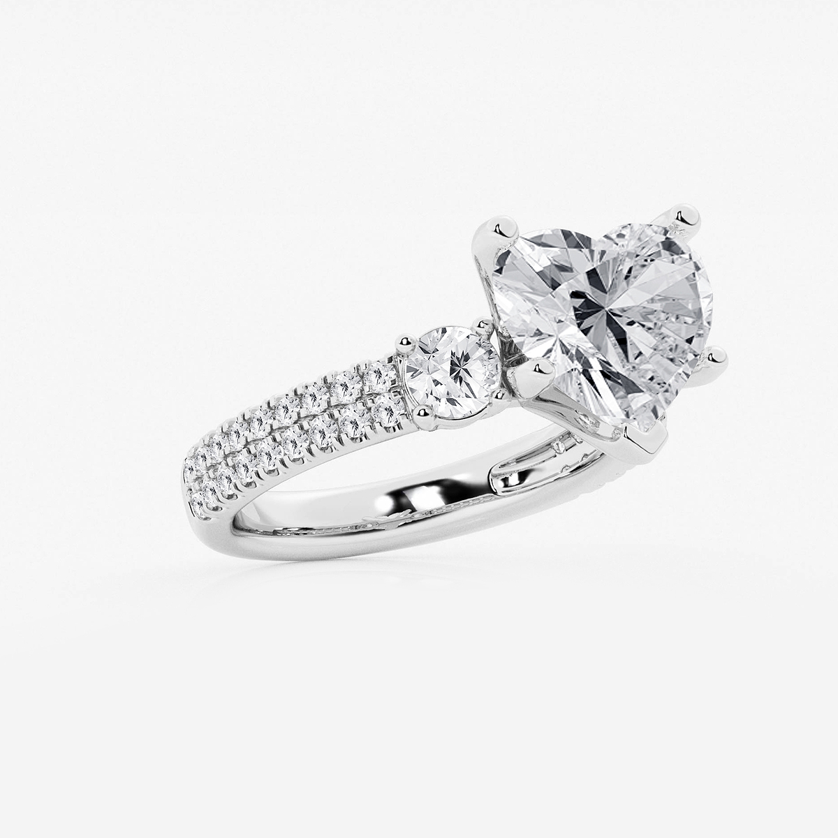 Additional Image 1 for  5 ctw Heart Lab Grown Diamond Engagement Ring with Double Row Side Accents