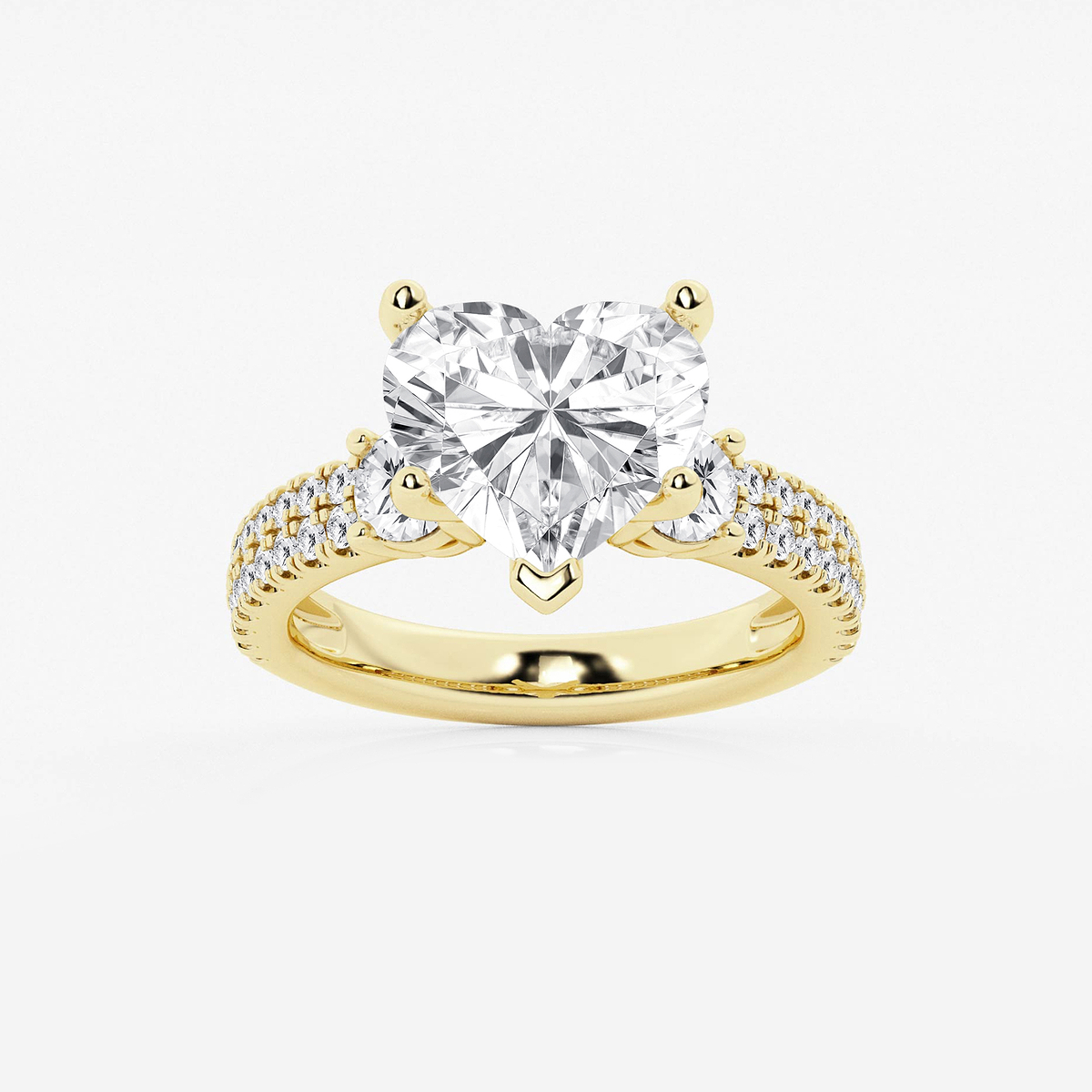 5 ctw Heart Lab Grown Diamond Engagement Ring with Double Row Side Accents