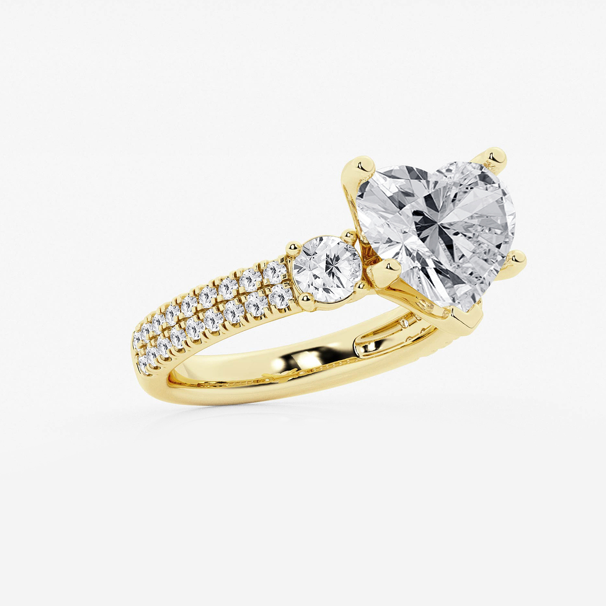 Additional Image 1 for  5 ctw Heart Lab Grown Diamond Engagement Ring with Double Row Side Accents