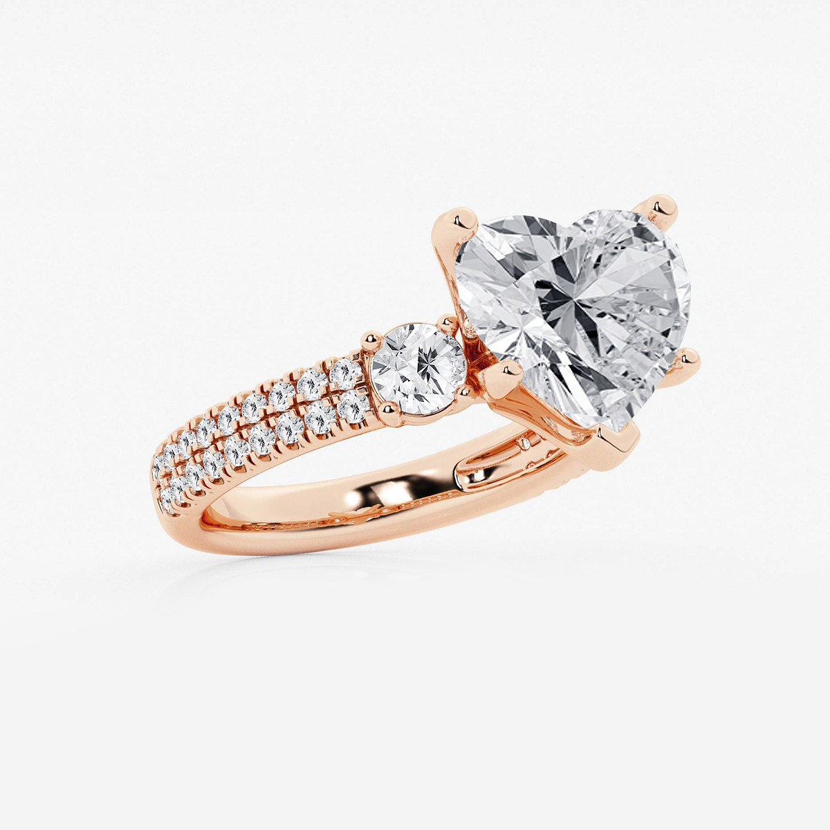 Additional Image 1 for  6 ctw Heart Lab Grown Diamond Engagement Ring with Double Row Side Accents