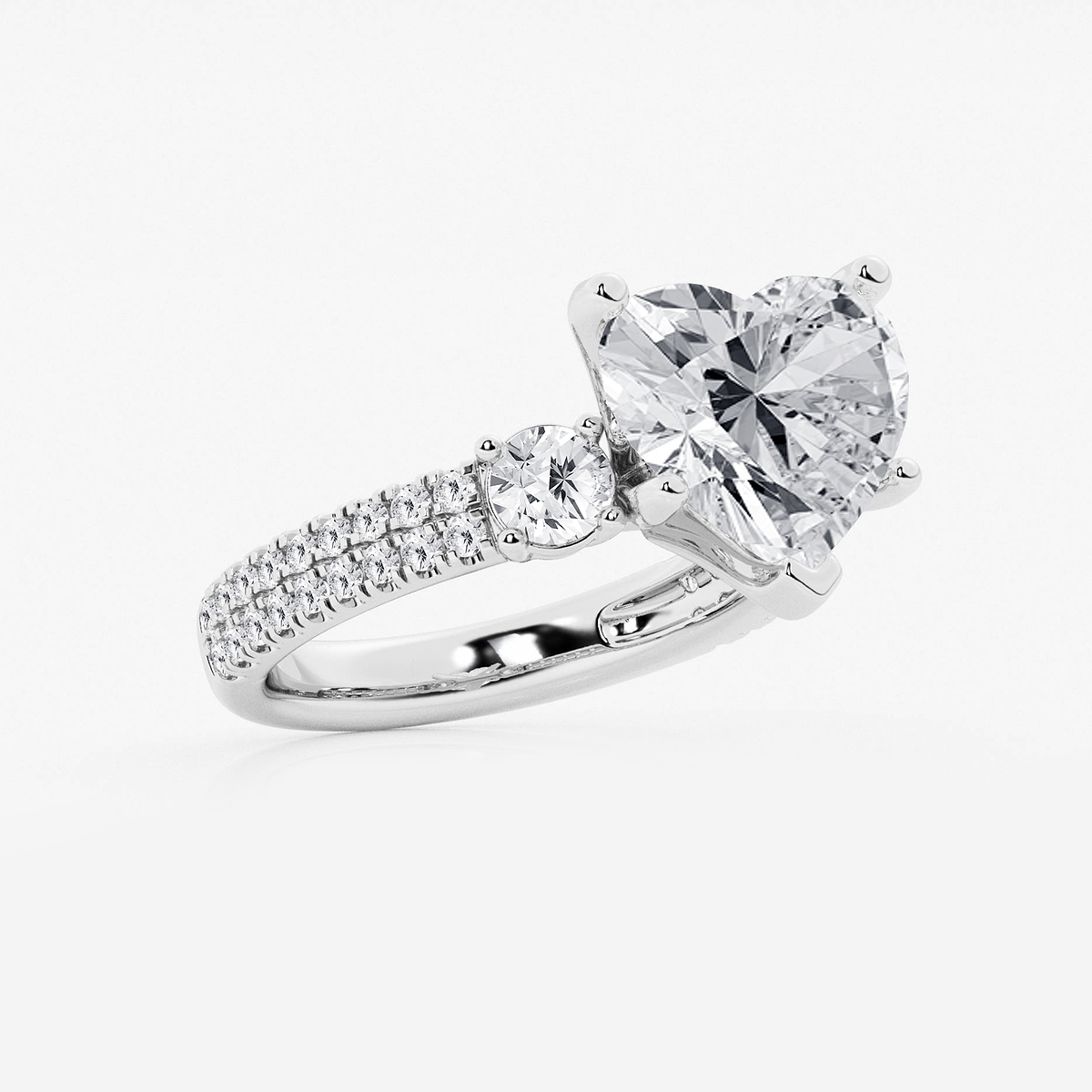 Additional Image 1 for  6 ctw Heart Lab Grown Diamond Engagement Ring with Double Row Side Accents