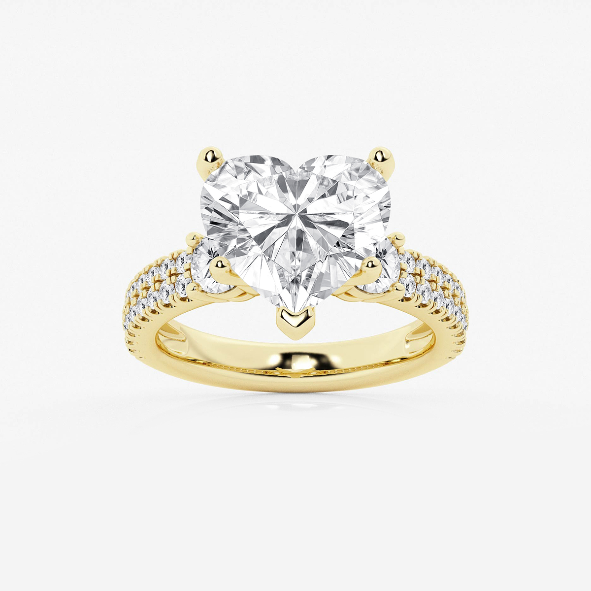6 ctw Heart Lab Grown Diamond Engagement Ring with Double Row Side Accents