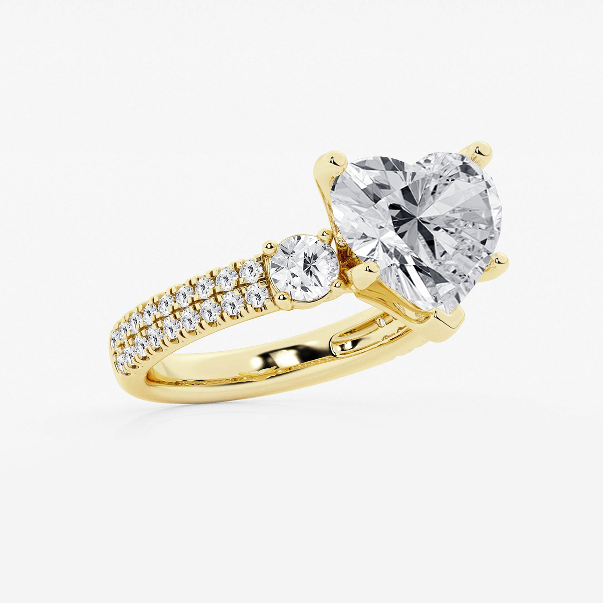 Additional Image 1 for  6 ctw Heart Lab Grown Diamond Engagement Ring with Double Row Side Accents