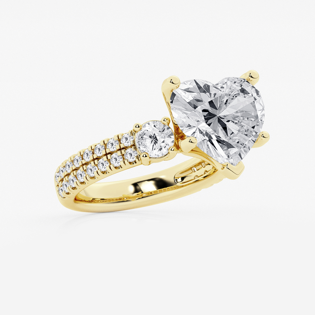 Additional Image 1 for  7 ctw Heart Lab Grown Diamond Engagement Ring with Double Row Side Accents