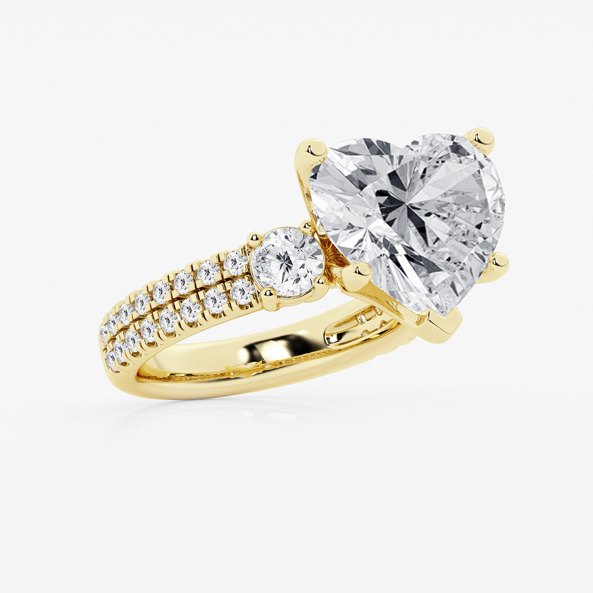 Additional Image 1 for  9 ctw Heart Lab Grown Diamond Engagement Ring with Double Row Side Accents