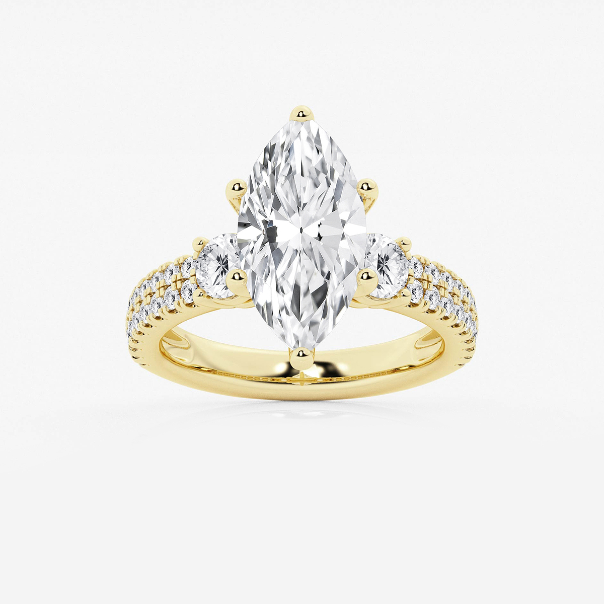 4 1/2 ctw Marquise Lab Grown Diamond Engagement Ring with Double Row Side Accents