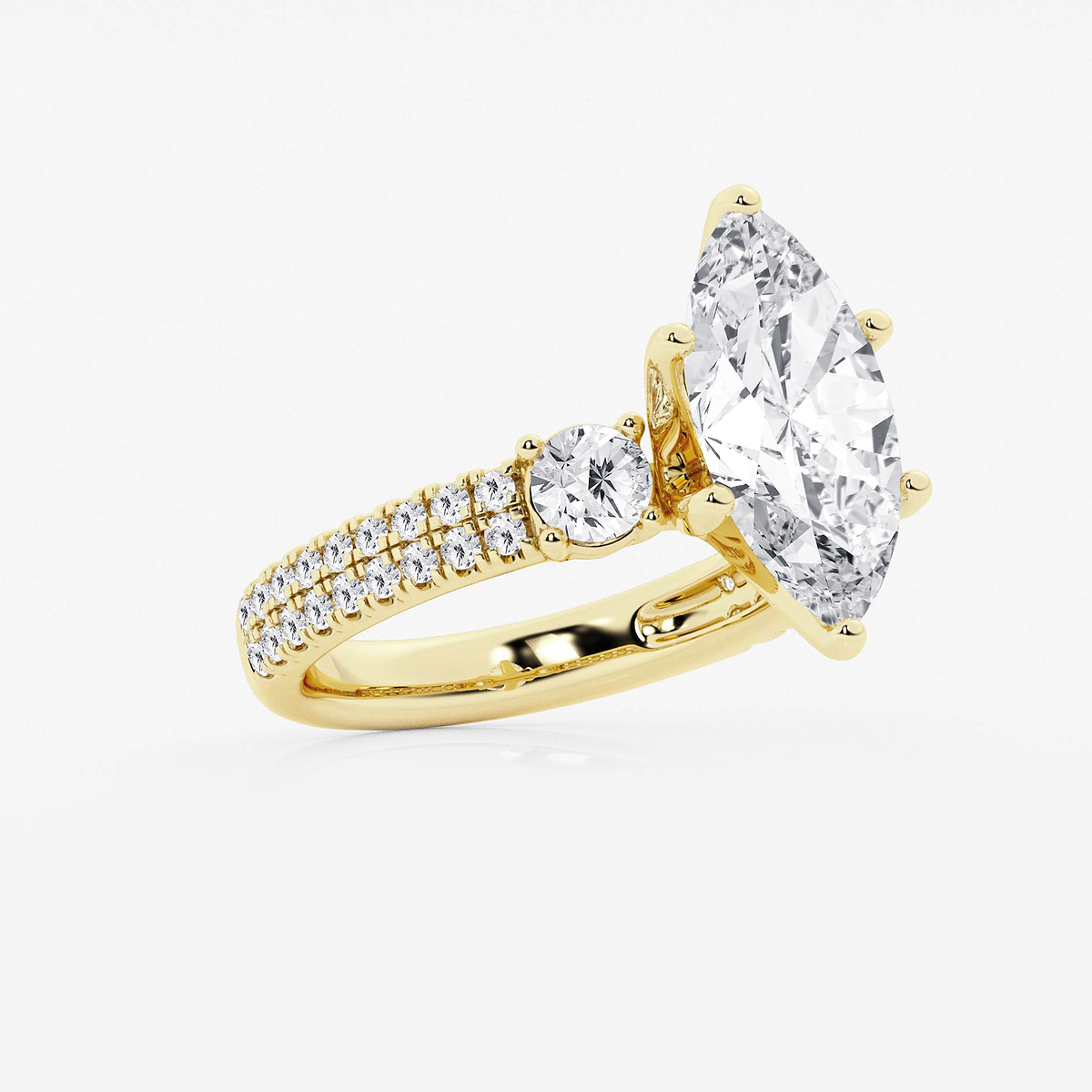 Additional Image 1 for  4 1/2 ctw Marquise Lab Grown Diamond Engagement Ring with Double Row Side Accents