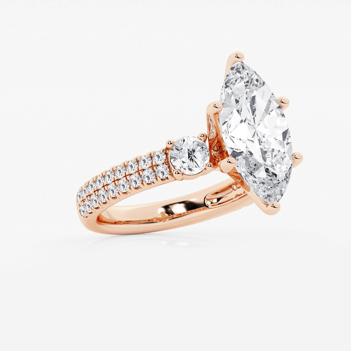 Additional Image 1 for  5 ctw Marquise Lab Grown Diamond Engagement Ring with Double Row Side Accents