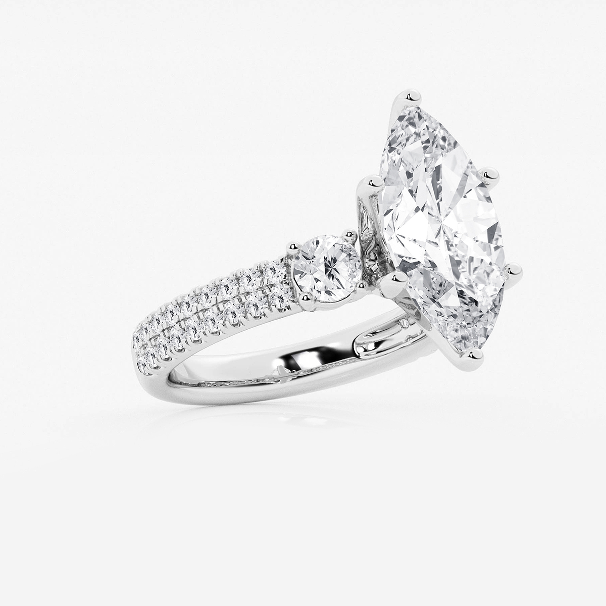 Additional Image 1 for  5 ctw Marquise Lab Grown Diamond Engagement Ring with Double Row Side Accents