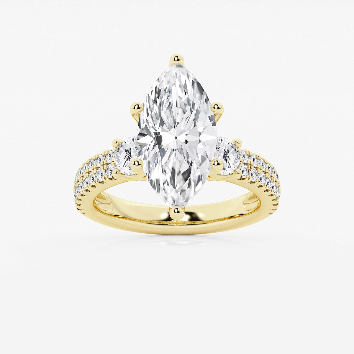 5 ctw Marquise Lab Grown Diamond Engagement Ring with Double Row Side Accents